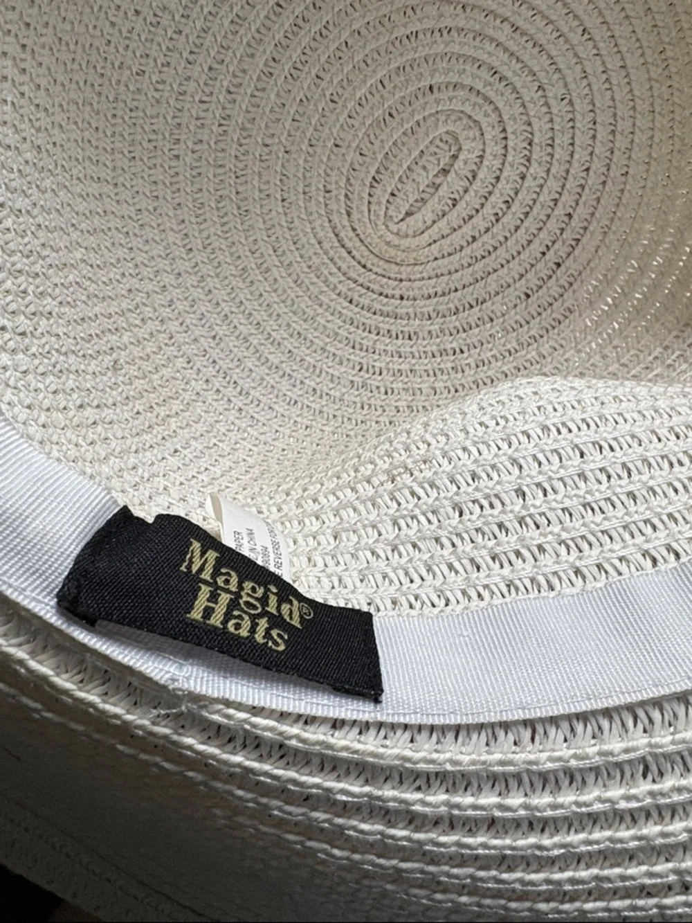 Magid Hats White Paper Wide-Brim Sun Hat Chain Detail One Size